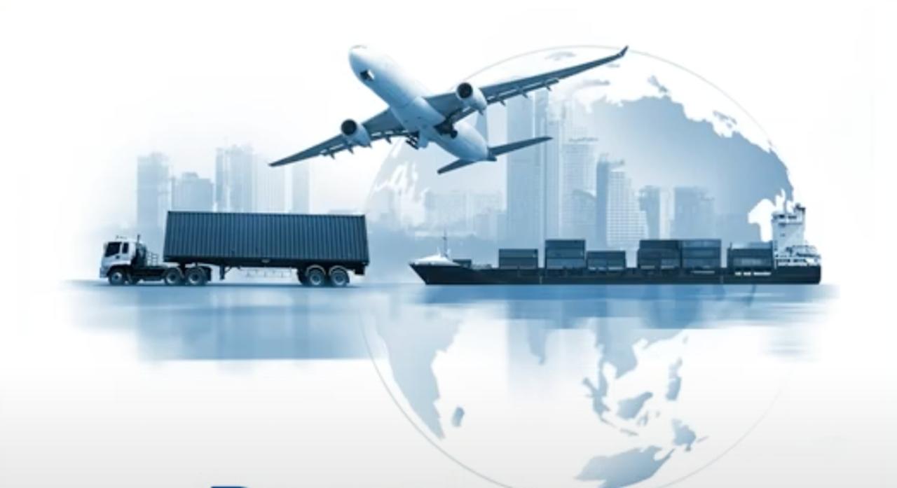 Hero background. Illustration for modes of transport like cargo-ship, aeroplane, trucks